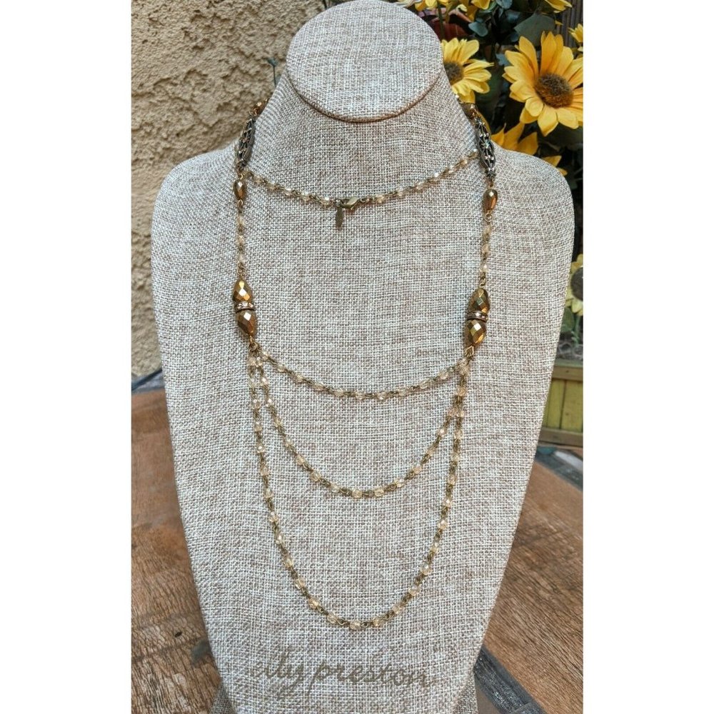 Anne Koplik Long 36" Bead Beaded Layered Necklace